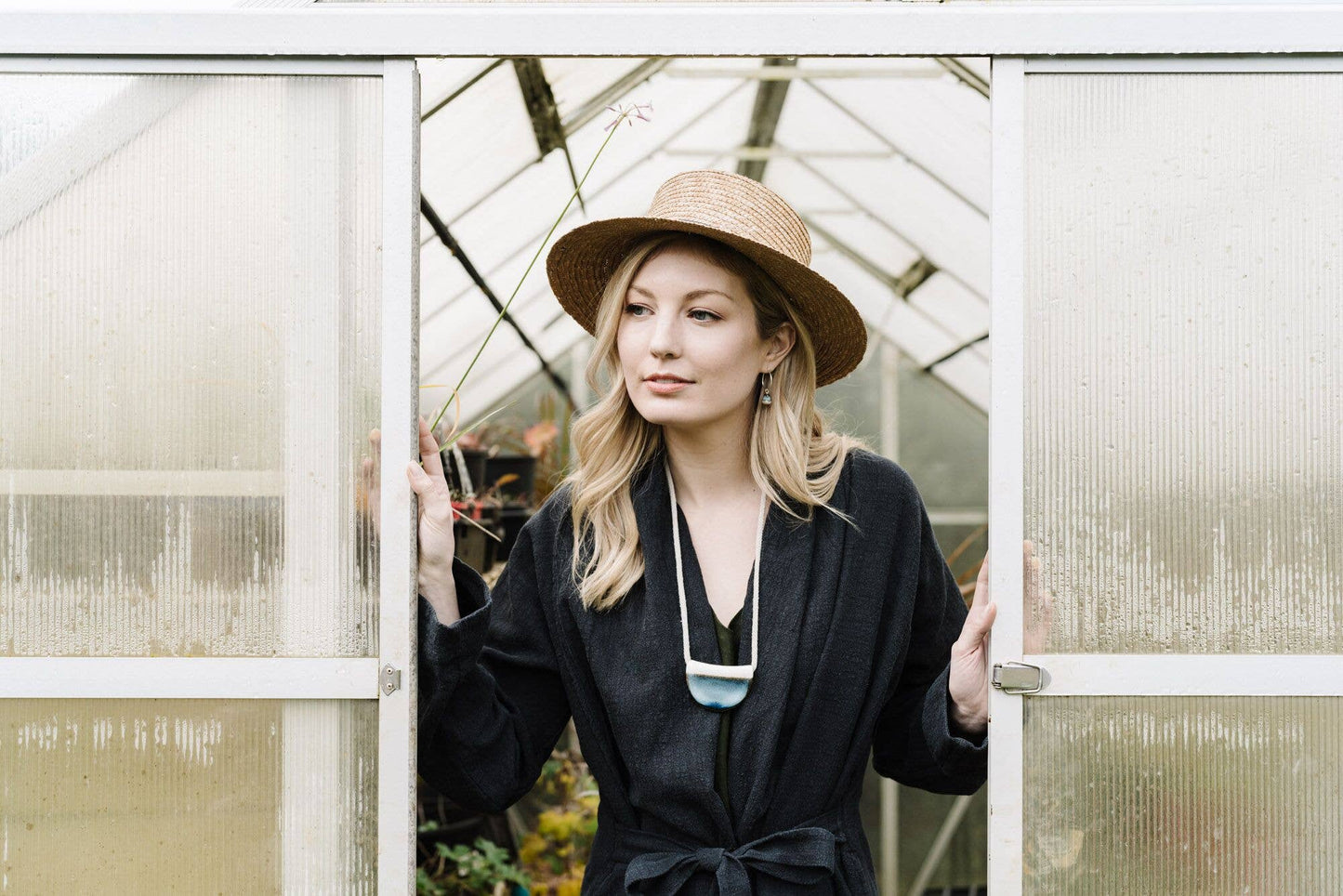 Ink Rough Stone Hoops Earrings