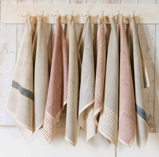 MAKE WAVES - SLATE Kitchen Towel, Hand Block Printed Cotton