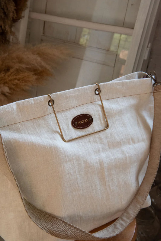Linen Beach Bag | Lara Cream