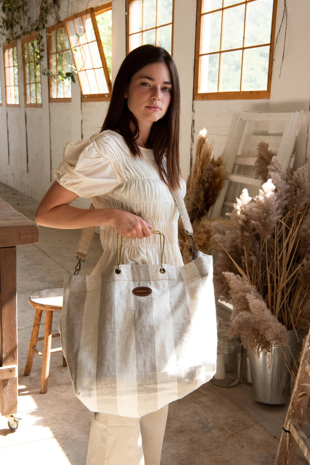 Linen Beach Bag | Philippe Cream Natural