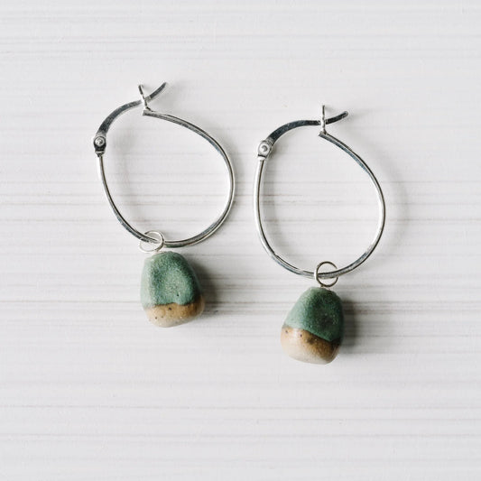 Ink Rough Stone Hoops Earrings