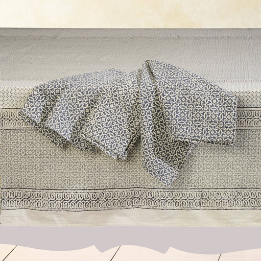 OPAL GARDEN Tablecloth, Hand Block Printed Cotton