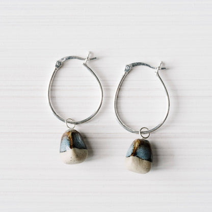 Ink Rough Stone Hoops Earrings