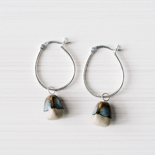 Ink Rough Stone Hoops Earrings