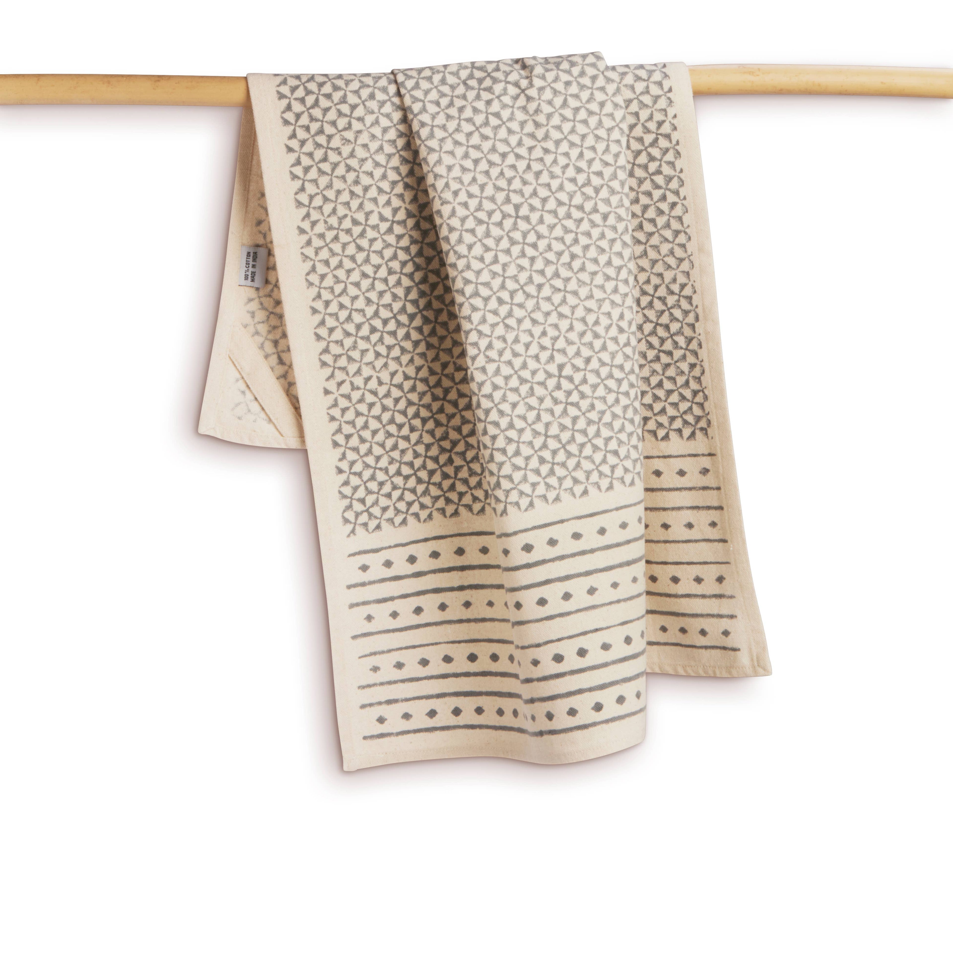 FEAST - SLATE Kitchen Towel, Hand Block Printed Cotton