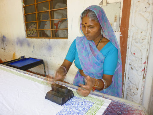 BLUE ROBIN Cotton Napkins - Set of 4 - Hand Block Printed