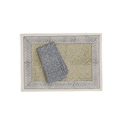 OPAL GARDEN Tablecloth, Hand Block Printed Cotton