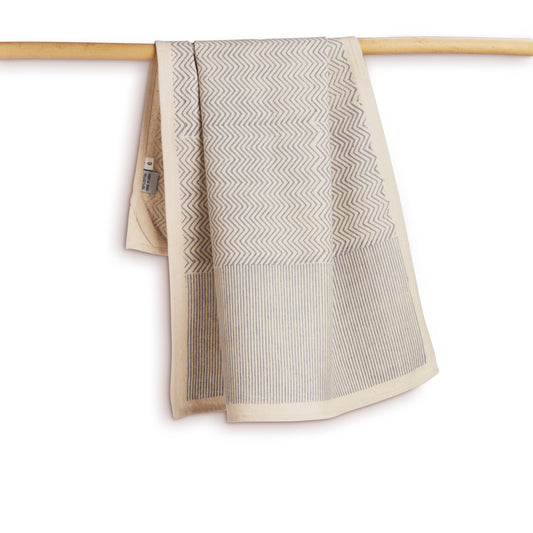 MAKE WAVES - BLUE Kitchen Towel, Hand Block Printed Cotton