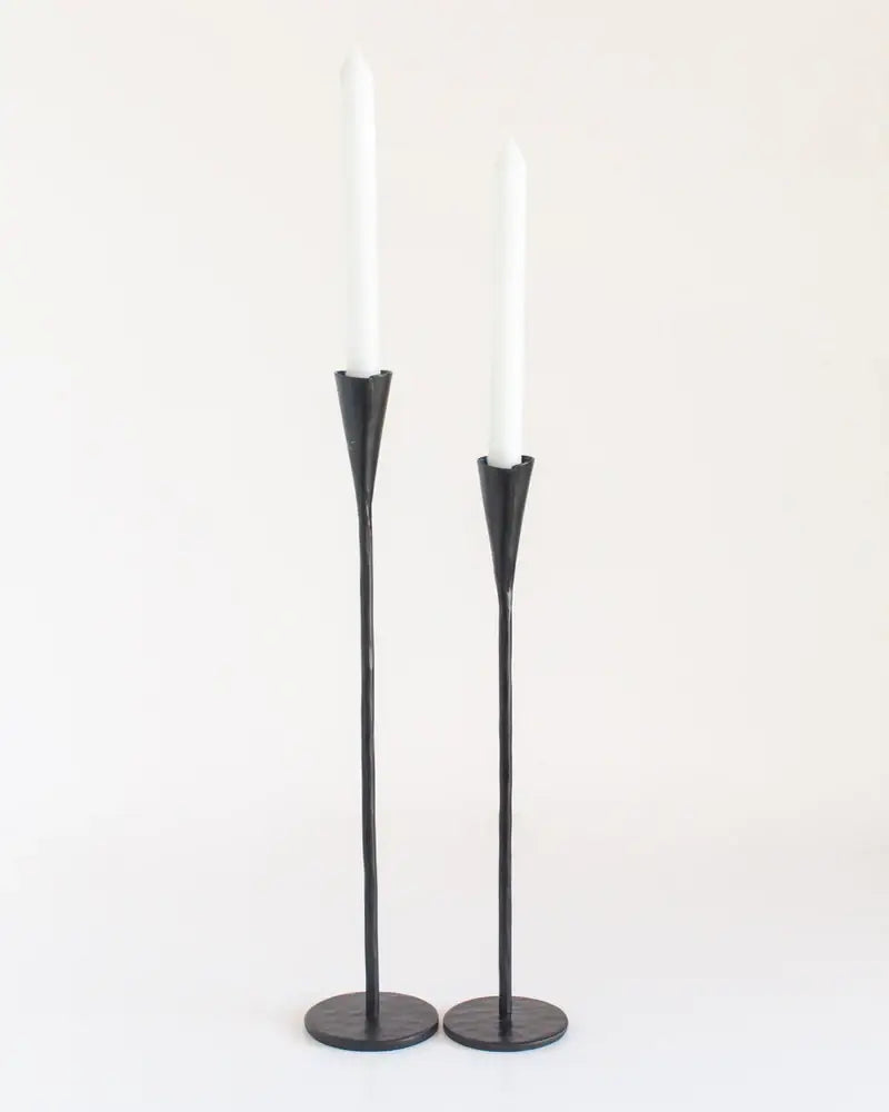 Phoenix Hand Forged Iron Candle Stands | Set of 2