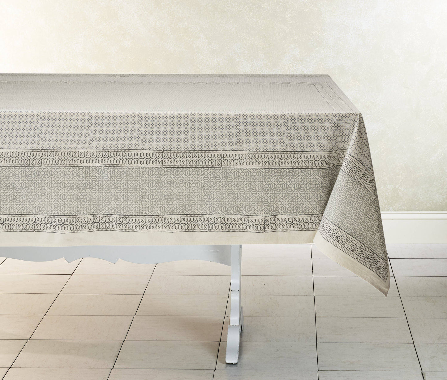 OPAL GARDEN Tablecloth, Hand Block Printed Cotton