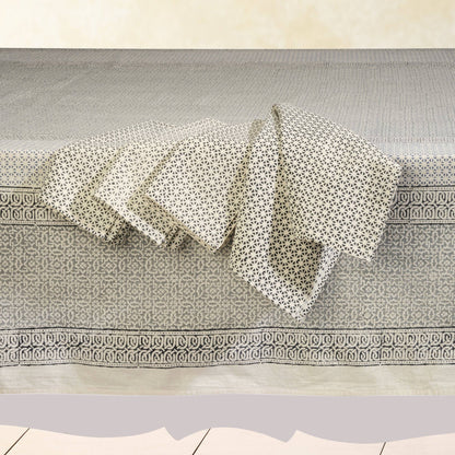 OPAL GARDEN Tablecloth, Hand Block Printed Cotton