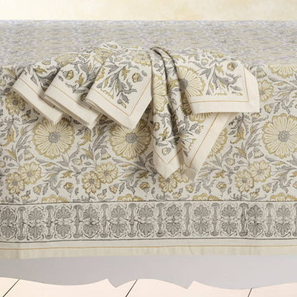 ZINNIA Cotton Napkins - Set of 4 - Hand Block Printed