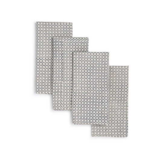 BLUE ROBIN Cotton Napkins - Set of 4 - Hand Block Printed