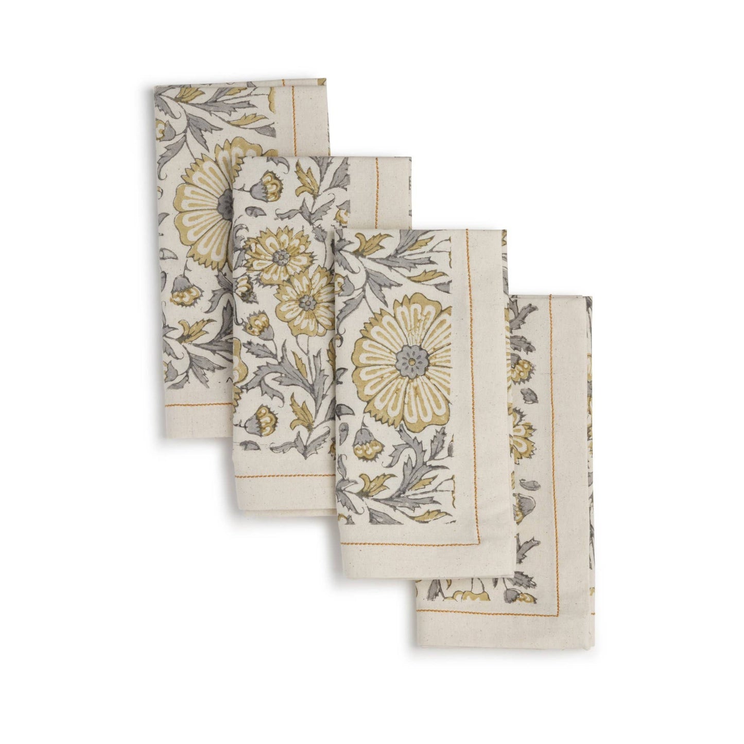 ZINNIA Cotton Napkins - Set of 4 - Hand Block Printed
