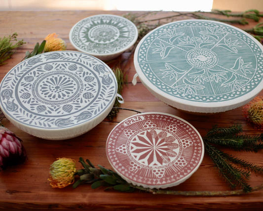 Safari Print Dish and Bowl Cover - Set of 4