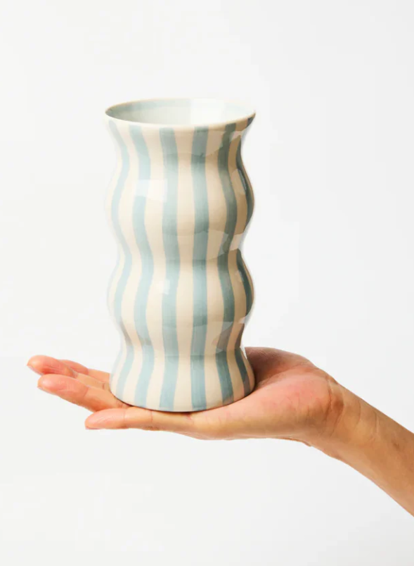 Palma Stripe Vase | Pale Blue