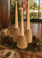 Wood Candle Holder | Set of 3