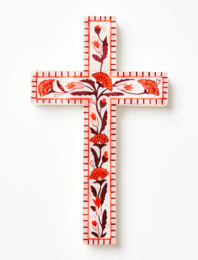 Samira Large Cross | Pink Flower