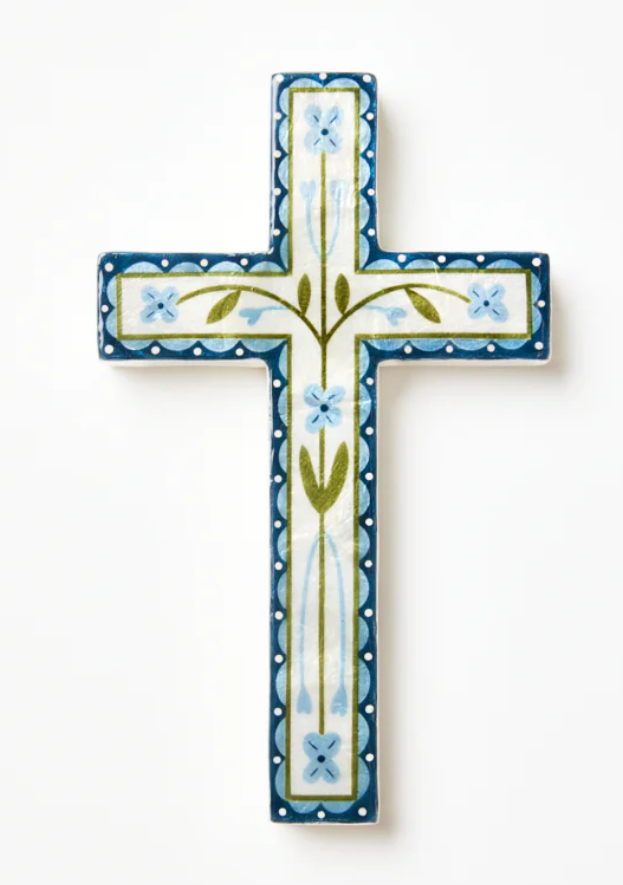 Samira Large Cross | Blue Flower