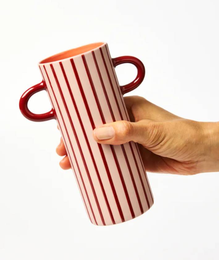 Griffe Bud Vase | Pink Pinstripe