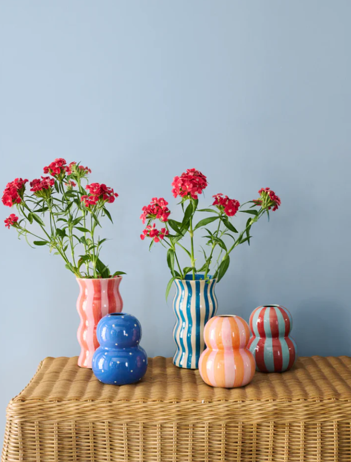 Palma Stripe Vase | Navy & White