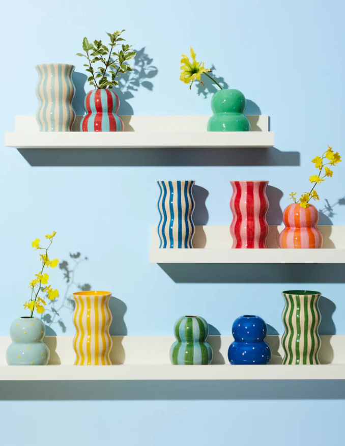 Palma Stripe Vase | Navy & White