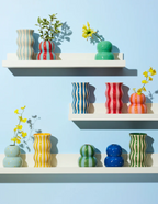 Palma Stripe Vase | Navy & White