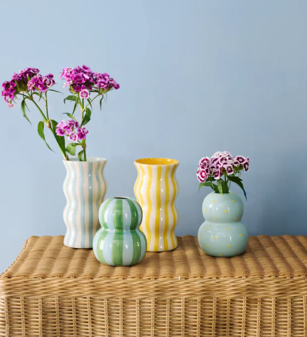 Palma Stripe Vase | Pale Blue