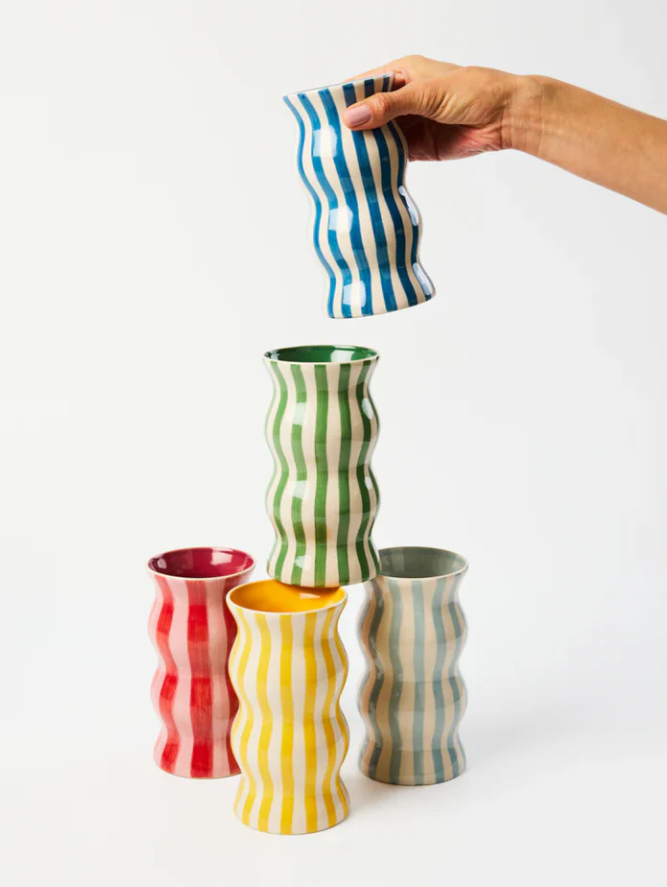 Palma Stripe Vase | Pale Blue