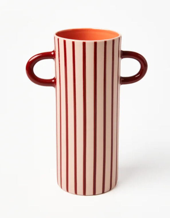 Griffe Bud Vase | Pink Pinstripe