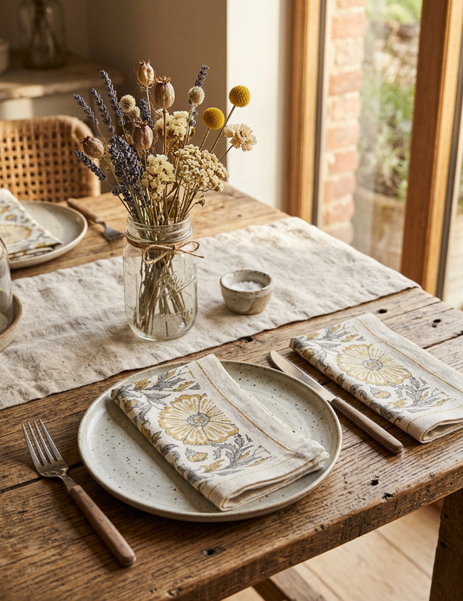 ZINNIA Cotton Napkins - Set of 4 - Hand Block Printed