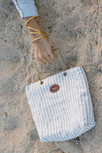 Quilted Linen Handbag | Graphite Britanny