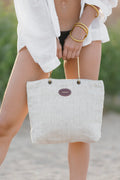 Quilted Linen Handbag | Natural Linen