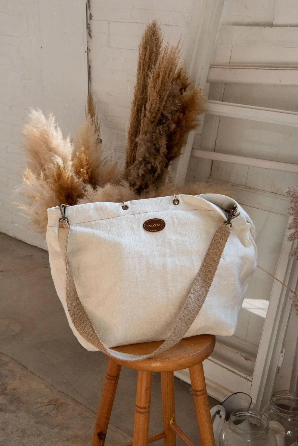 Linen Beach Bag | Lara Cream