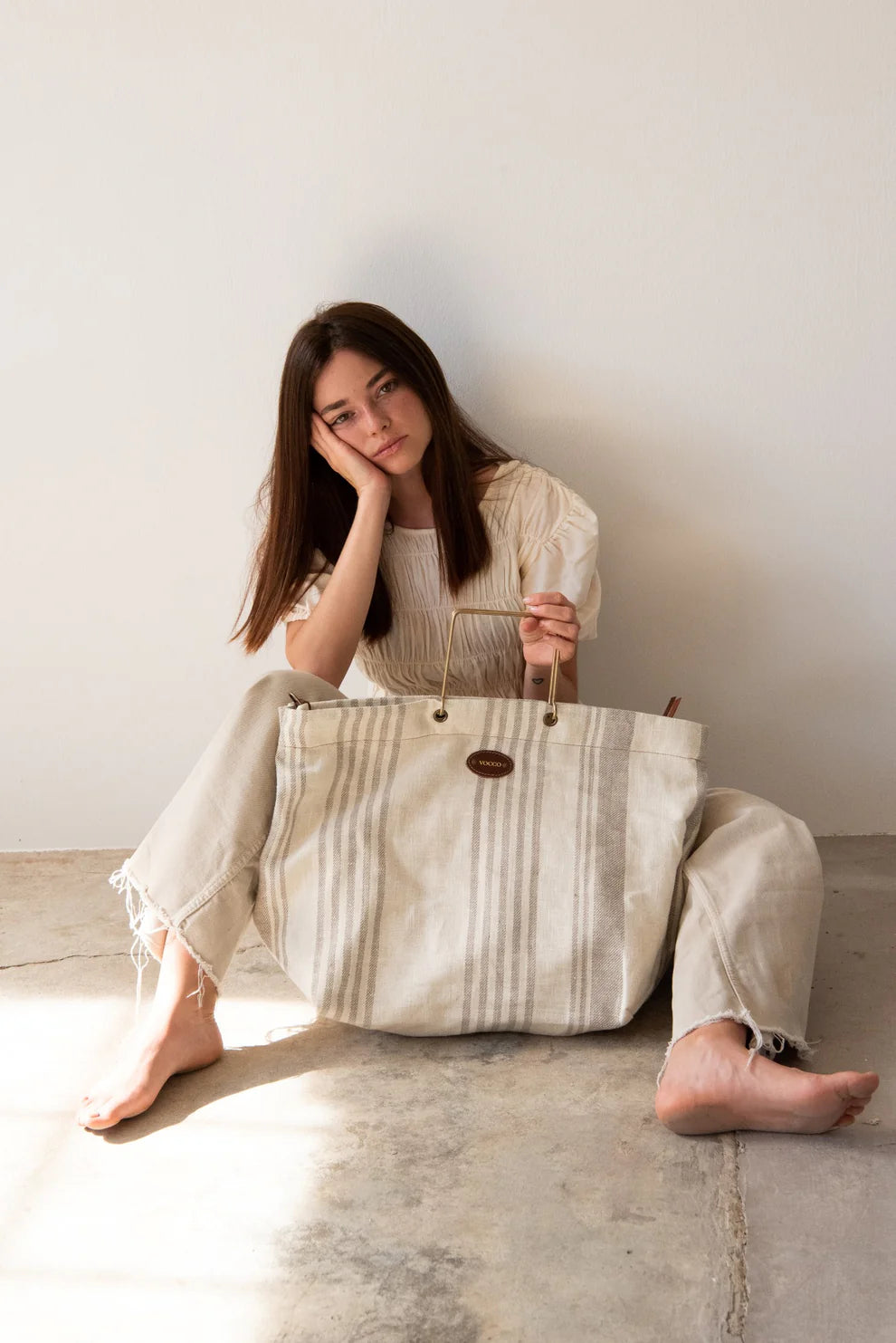 Linen Beach Bag | Linum Cream