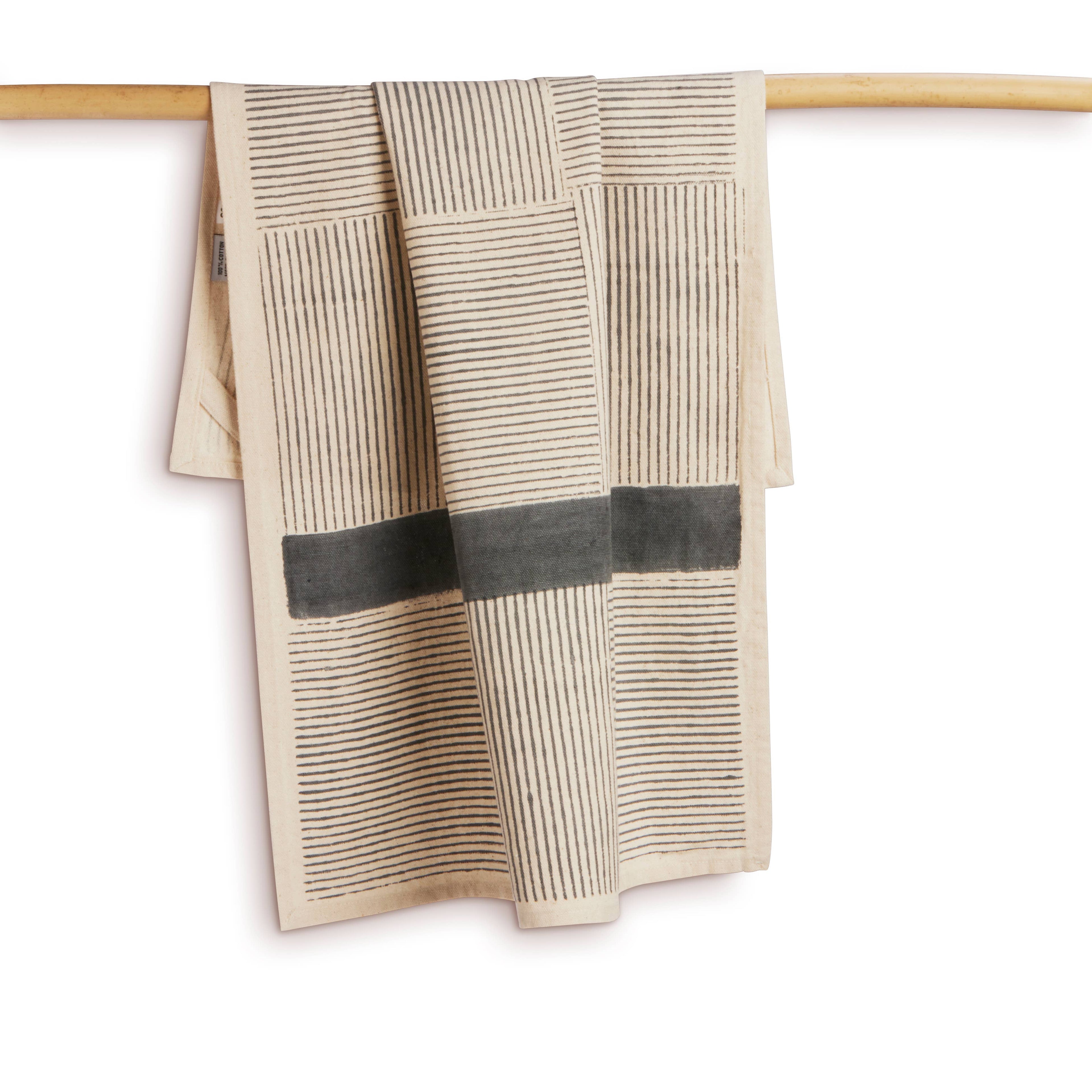BUNGALOW - SLATE Kitchen Towel, Hand Block Printed Cotton