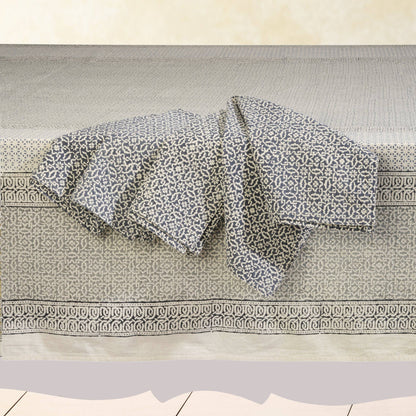 OPAL GARDEN Tablecloth, Hand Block Printed Cotton