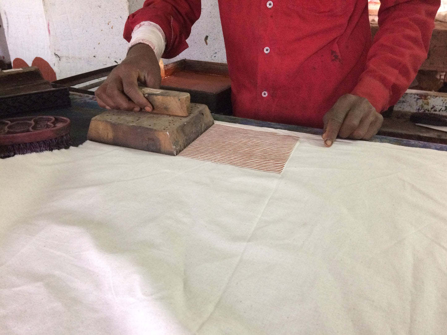 FEAST - SLATE Kitchen Towel, Hand Block Printed Cotton