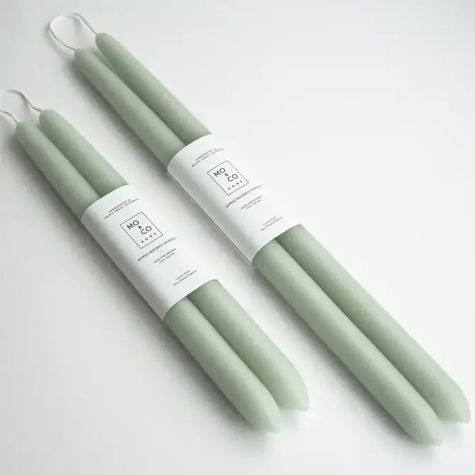 Eucalyptus beeswax dipped taper candles, 10 inch, all natural handmade"