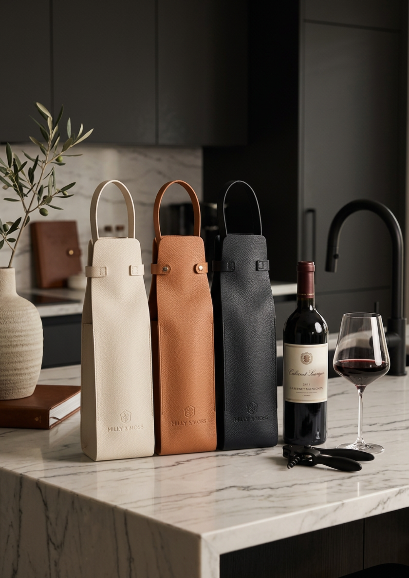 Milly & Moss Wine Carrier - Tan